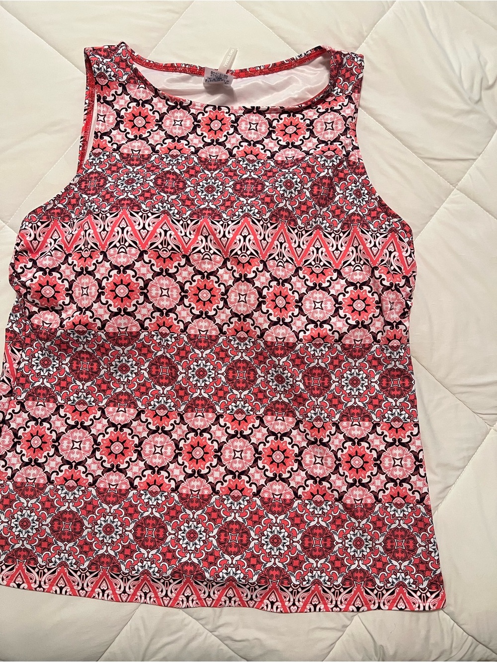 Women's Sleeveless Patterned Swim Top - Pink Floral Print